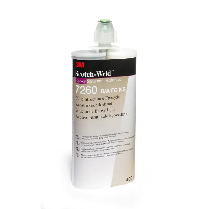 3M Scotch-Weld 2-Komponenten-Konstruktionsklebstoff auf Epoxidharzbasis 7260, Ohne Glasperlen, Schwarz, 400 ml