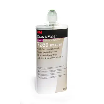 3M Scotch-Weld 2-Komponenten-Konstruktionsklebstoff auf Epoxidharzbasis 7260, Ohne Glasperlen, Schwarz, 400 ml