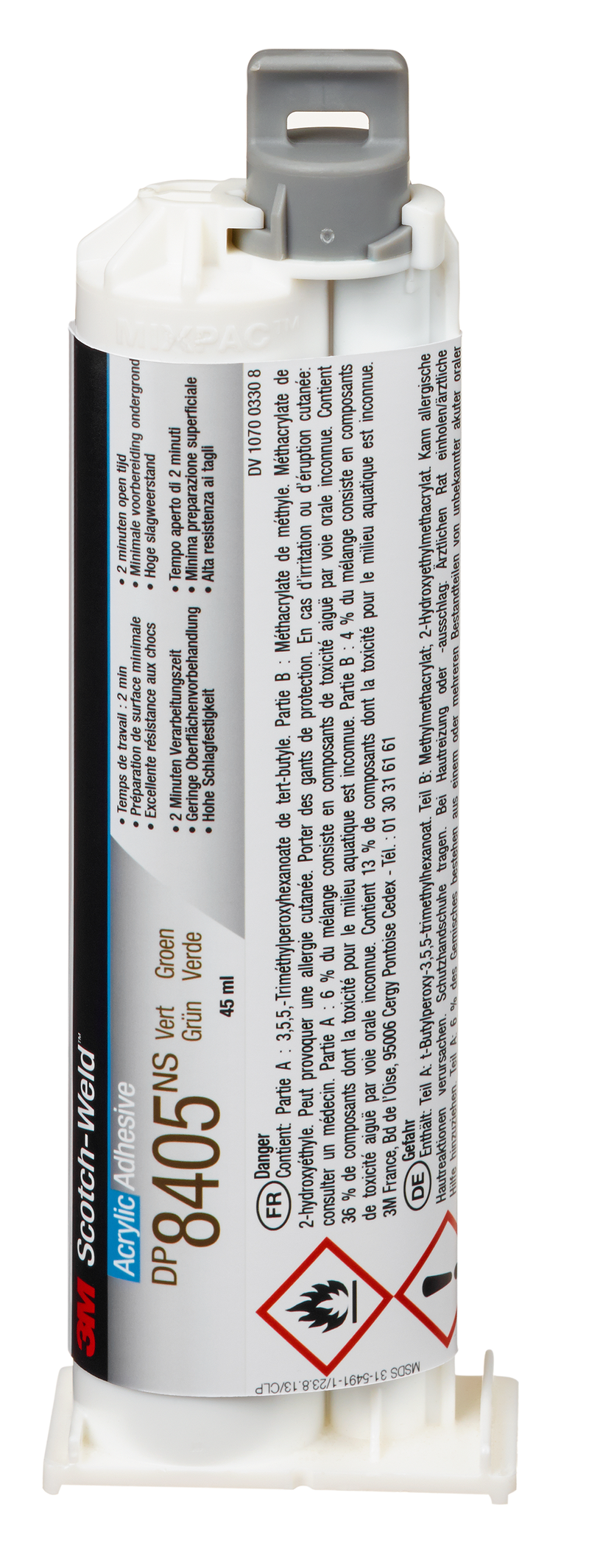 3M Scotch-Weld 2-Komponenten-Konstruktionsklebstoff auf Acrylatbasis DP8405NS, Grün, 45 ml