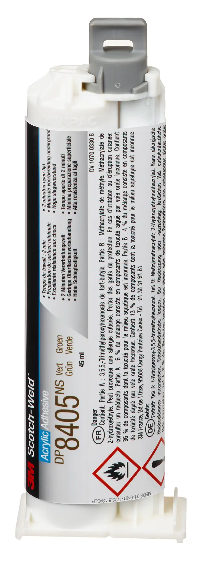3M Scotch-Weld 2-Komponenten-Konstruktionsklebstoff auf Acrylatbasis DP8405NS, Grün, 45 ml